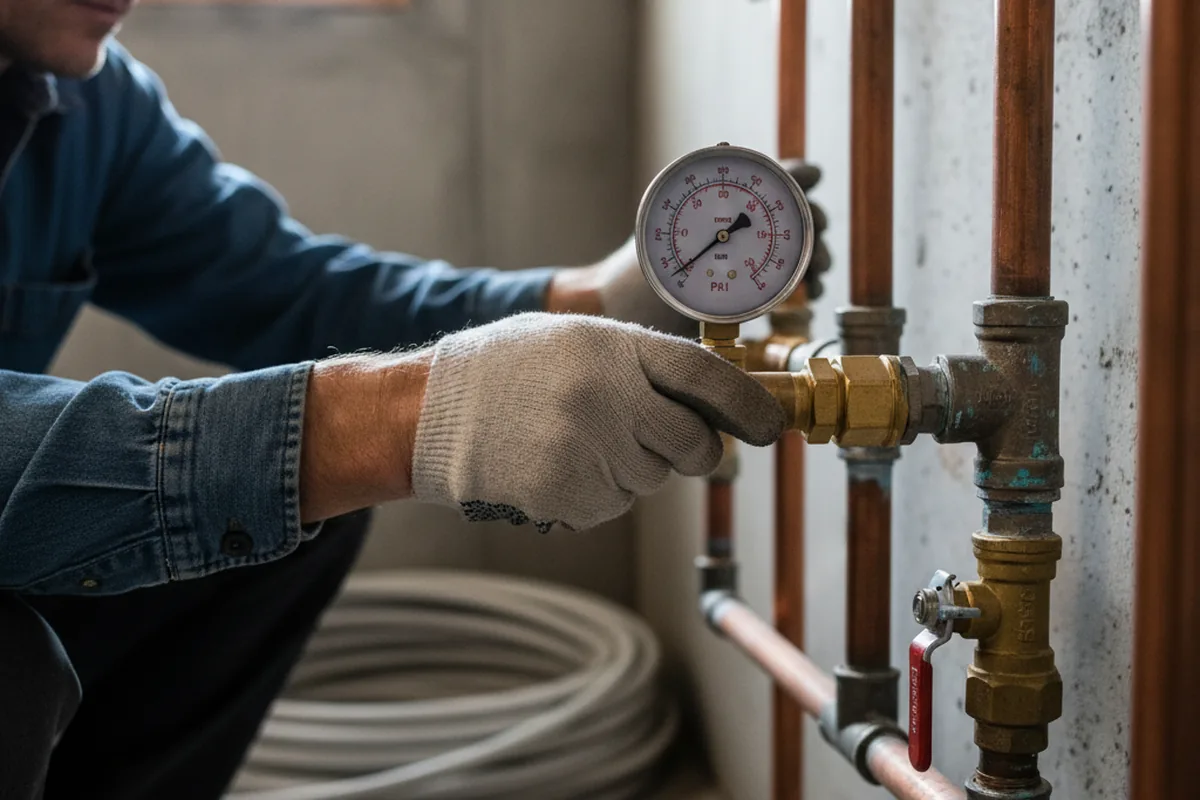 Pressure testing a repaired line during Water Line Repair in Pittsfield